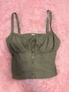 Garage Olive Green Button-Front Cami - XS